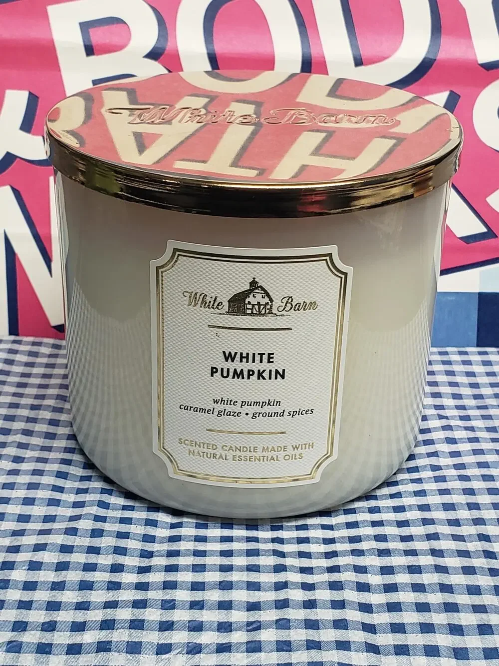 BBW White Pumpkin Glossy Jar Large 3 Wick Candle Holiday Home Fragrance Decor